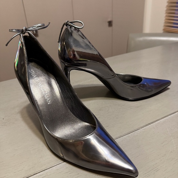 Stuart Weitzman (7.5) Gun-Metal Pointy Pumps - Picture 3 of 8
